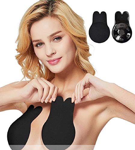 UMIPUBO Invisible Sujetador Adhesivo Deportivo para Mujer Push Up Sujetador Reutilizable Sin Tirantes Silicona Bra Strapless Nipple Covers (C(12cm), Negro)