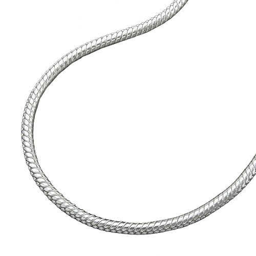 Unbespielt Cadena de collar de cadena serpiente redonda 925 plata pulida collar colgante longitud de la cadena de 38 cm de ancho 1,3 mm