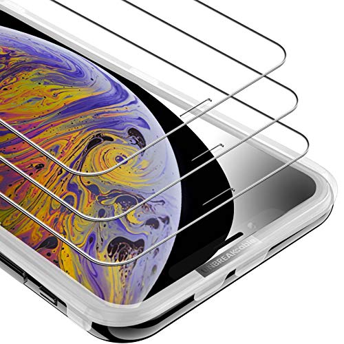 UNBREAKcable Protector de Pantalla de Vidrio Templado para iPhone XS MAX, 3 Unidades, dureza 9H, 2.5D, 3D Touch, antiburbujas, antiarañazos (Cristal blindado para iPhone XS MAX)