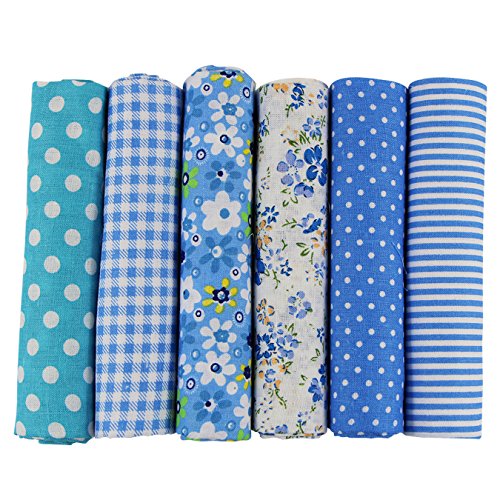 UOOOM 6pcs 50 x 50 cm, diseño de retales algodón Tejido DIY hecho a mano Costura Quilting tela diseños diferentes (Azul) UOOOM 6pcs 50 x 50 cm, diseño de retales algodón Tejido DIY hecho a mano Costura Quilting tela diseños diferentes (Azul)