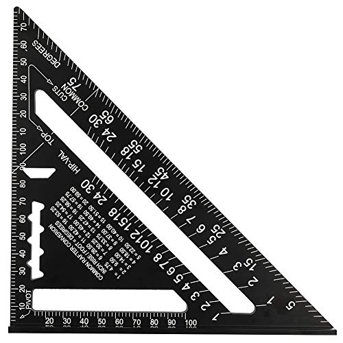 upain Regla Triangular Carpintero 7 Pulgadas 90 Grados 45 Grados Regla Cuadrada Alta Precisión Aleación de Aluminio Métrico/Imperial Ruler para Ingeniero Carpintero