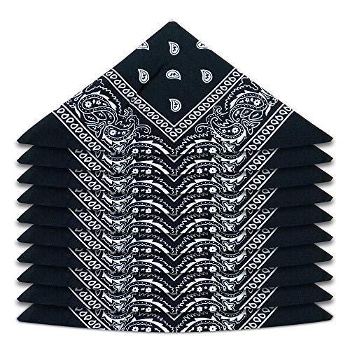 Uranbee Juego de 10 bandanas de cachemira, unisex, para la cabeza, brazos, para bicicleta, 55 x 55 cm Negro Talla única Uranbee Juego de 10 bandanas de cachemira, unisex, para la cabeza, brazos, para bicicleta, 55 x 55 cm Negro Talla única