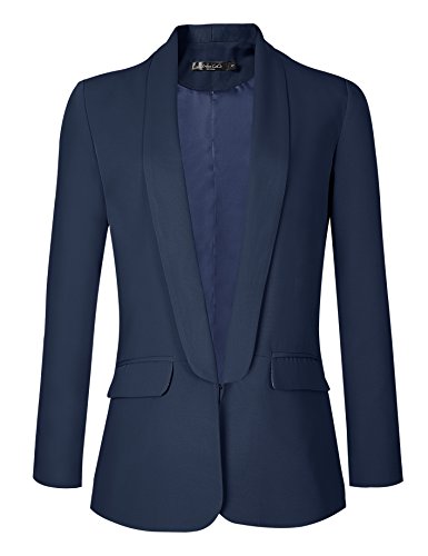 Urban GoCo Mujeres Blazers Chaqueta de Traje Slim Fit Elegante Oficina Negocios Outwear (XX-Large, Azul Marino)