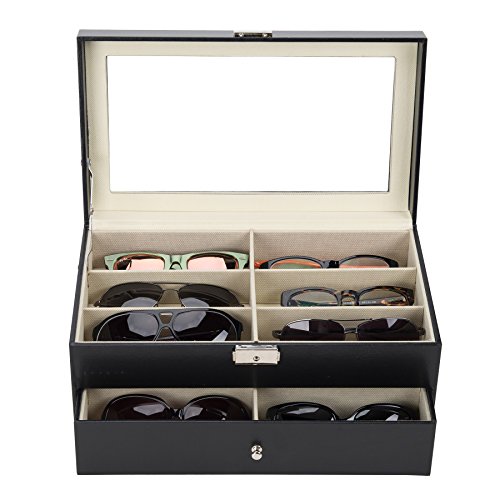 UROK Caja para Gafas con 12 Estuches Estuche de Organizadora de Colección de Joyas Organizador para Gafas de Sol Caja de Gafas de Sol para Mujeres y Hombres
