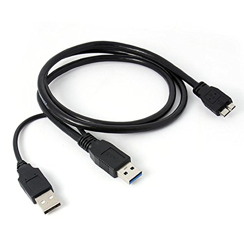 USB 3.0 A a USB 2.0+ Micro-B Cable - SODIAL(R) Un Doble A de Micro B USB 3.0 Y-Cable Mover el Disco Duro Cable Negro