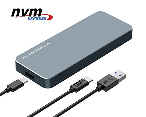 USB 3.1 NVMe M.2 SSD Caja de Carcasa - ElecGear NV-i9 Disco Duro Adapter, 10Gbps Aluminio Radiator Case Adaptador convertidor para PCIe NVMe 2280 M2 M-Key NGFF SSD Disk Drive, USB Tipo A y C Cable