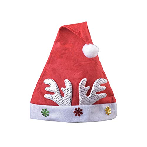 uyhghjhb Sombrero De Navidad Año Nuevo Suministros Festivos para Fiestas Vacaciones De Navidad para Adultos, Alce Cuerno De Oro Unisex Terciopelo Confort Sombreros Piel Plateado Adulto