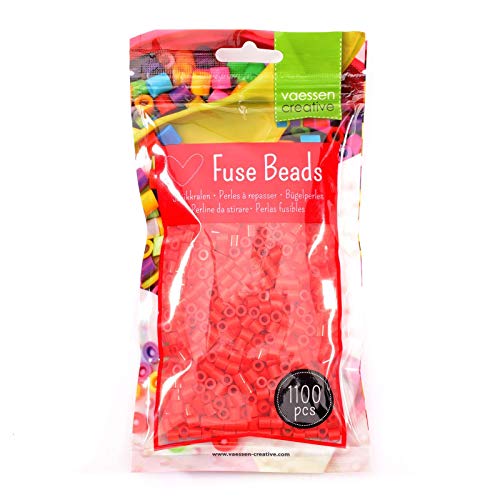 Vaessen Creative Perlas Fusibles, Rojo, Set de 1100 Piezas DIY para Niños, Creación de Joyas, Decoraciones Hechas en Casa y Otras Ideas de Manualidades, 5mm