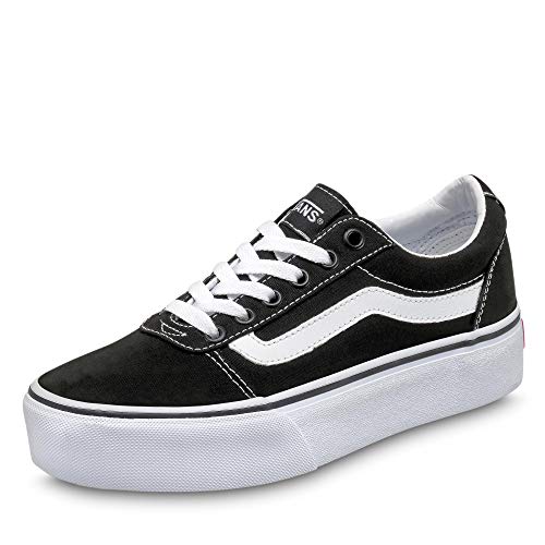 Vans Ward Platform Canvas Zapatillas Mujer, Negro (Canvas) Black/White 187), 36.5 EU (4 UK)