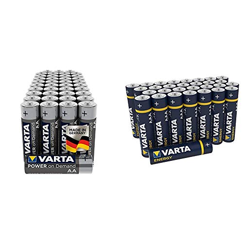VARTA Power On Demand - Pilas alcalinas AA / LR6 / Mignon + Pila Energy AAA Micro LR03 (Paquete de 30 Unidades), Pila alcalina – Made in Germany – Ideal para radios y Relojes de Pared