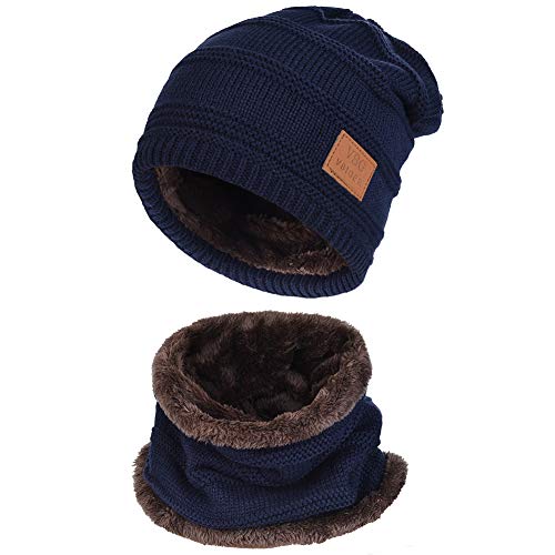 VBIGER Gorras Con Bufanda y Gorros de punto Sombreros de Invierno Hombre