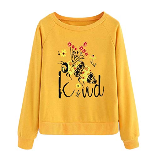 VEMOW Pullover Mujer Casual Camisetas Abeja Carta ImpresióN Manga Larga Suelto Camisa De Entrenamiento SuéTer Blusa Tops Camisa OtoñO Invierno(Amarillo,M) VEMOW Pullover Mujer Casual Camisetas Abeja Carta ImpresióN Manga Larga Suelto Camisa De Entrenamiento SuéTer Blusa Tops Camisa OtoñO Invierno(Amarillo,M)