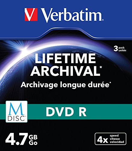 Verbatim 43826 - Disco DVD M-Disc de 4.7 GB, 4 x velocidad, pack con 3 unidades