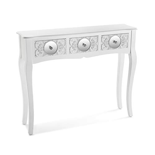 Versa 21600045 Mesa de Entrada Consola Indra, Madera, Blanco, 80 x 25 x 95 cm