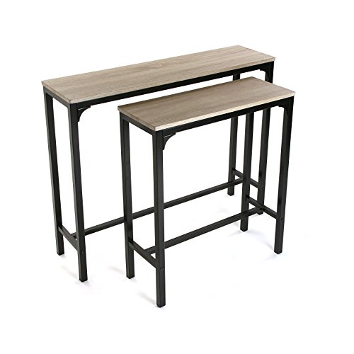 Versa Set 2 Mesas Mueble Recibidor Estrecho para la Entrada o el Pasillo Mesa Consola, Madera y Metal, Marron y Negro, 95x25x80 cm, 2 Unidades Versa Set 2 Mesas Mueble Recibidor Estrecho para la Entrada o el Pasillo Mesa Consola, Madera y Metal, Marron y Negro, 95x25x80 cm, 2 Unidades