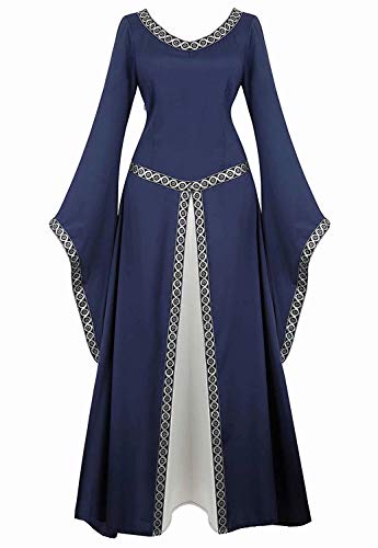 Vestido Medieval Renacimiento Mujer Vintage Victoriano gotico Manga Larga de Llamarada Disfraz Princesa Azul m Vestido Medieval Renacimiento Mujer Vintage Victoriano gotico Manga Larga de Llamarada Disfraz Princesa Azul m
