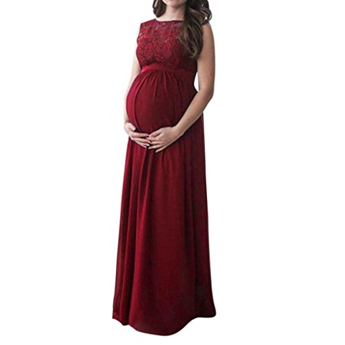 Vestido Premamá, Largo de Encaje de Mujer Embarazada, de Maternidad Apoyos de fotografía Ropa Larga Maternidad y de Lactancia (Vino Rojo, M) Vestido Premamá, Largo de Encaje de Mujer Embarazada, de Maternidad Apoyos de fotografía Ropa Larga Maternidad y de Lactancia (Vino Rojo, M)