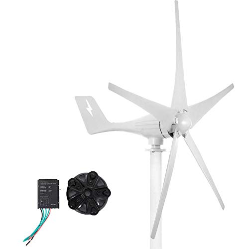 VEVOR Generador de Turbina de Viento 500 W 24 V Turbina de Viento Ajustable con 5 Palas, Velocidad Nominal del Viento de 13 m/s Aerogenerador con Generador de AC PMG Trifásico para Carreteras y Barcos