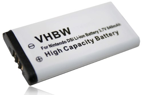 vhbw Batería recargable compatible con Nintendo DSi, NDSi consola de juegos reemplaza Nintendo TWL-001, TWL-003, ... -(Li-Ion, 840mAh, 3.7V)