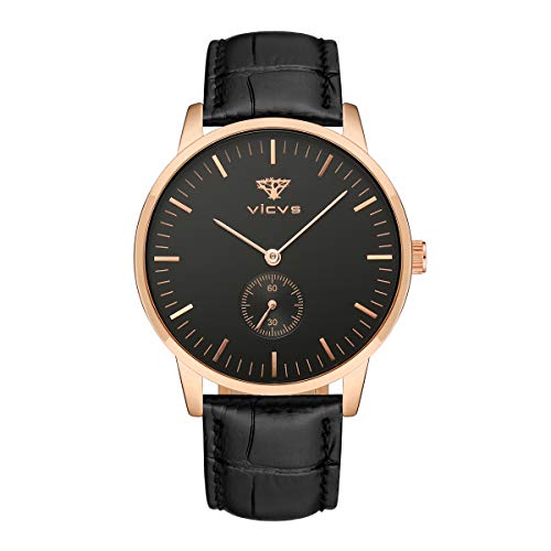 VICVS Reloj de Moda para Hombre/Mujer Reloj de Cuarzo Impermeable Informal Formal (Rose Gold Male-1)