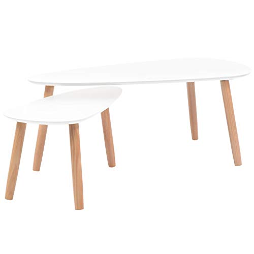 vidaXL Madera de Pino Maciza 2X Mesas de Centro Blanco Mesita Mesilla Auxiliar vidaXL Madera de Pino Maciza 2X Mesas de Centro Blanco Mesita Mesilla Auxiliar