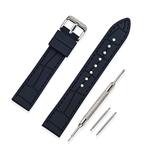 Vinband Correa Reloj Calidad Alta Recambios Correa Relojes Caucho Puntada Negro - 20mm, 22mm, 24mm Silicona Correa Reloj con Hebilla de Acero Inoxidable Cepillado (22mm, Negro) Vinband Correa Reloj Calidad Alta Recambios Correa Relojes Caucho Puntada Negro - 20mm, 22mm, 24mm Silicona Correa Reloj con Hebilla de Acero Inoxidable Cepillado (22mm, Negro)