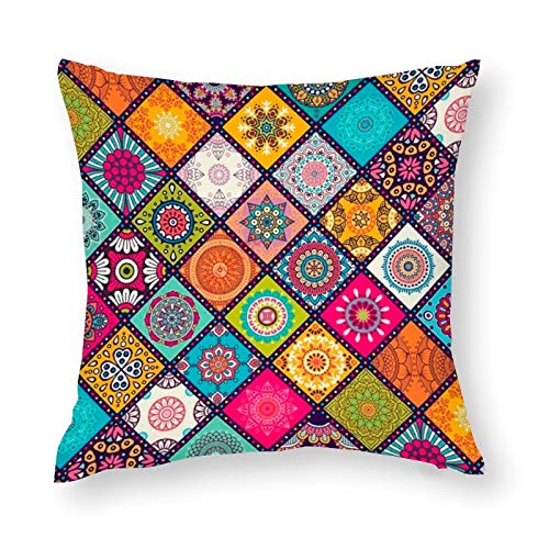 VinMea Decorative Throw Pillow Covers Bidding Mandala Decorative Throw Pillow Case Cushion Cover Cotton For Sofa Couch Chair Seat,Square 16 X 16 Inches