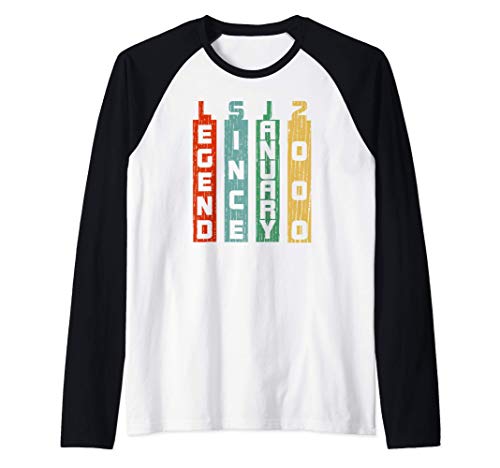 Vintage Legend 20 años regalo de cumpleaños número 20 enero Camiseta Manga Raglan Vintage Legend 20 años regalo de cumpleaños número 20 enero Camiseta Manga Raglan