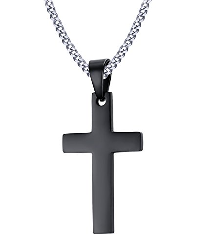 VNOX Colgante De Acero Inoxidable, DiseñO En Forma De Cruz, con Cadena De Plata Cubana, De 60 Cm VNOX Colgante De Acero Inoxidable, DiseñO En Forma De Cruz, con Cadena De Plata Cubana, De 60 Cm