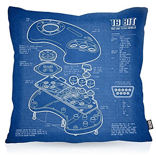 VOID 16-bit Controlador Fotocalco Azul Cojín con Dibujo Funda de cojín Funda para Outdoor Indoor videoconsola Sonic, Kissen Größe:60 x 60 cm VOID 16-bit Controlador Fotocalco Azul Cojín con Dibujo Funda de cojín Funda para Outdoor Indoor videoconsola Sonic, Kissen Größe:60 x 60 cm