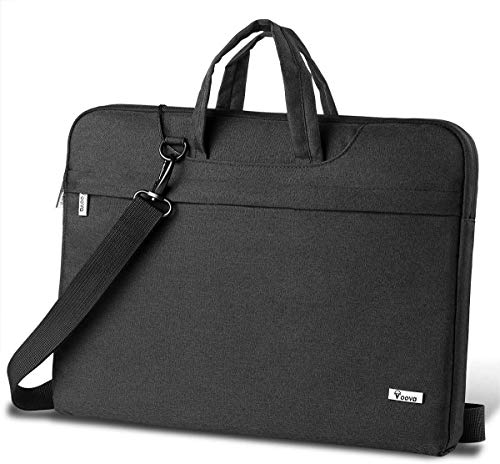 Voova 17 17.3 Pulgadas Impermeable Funda Portatil Bolsa Multifuncional Maletín De Manga Grande, Ordenador Portátiles Funda con Asa De Transporte para Pavilion/ThinkPad X1/ Latitude- Negro