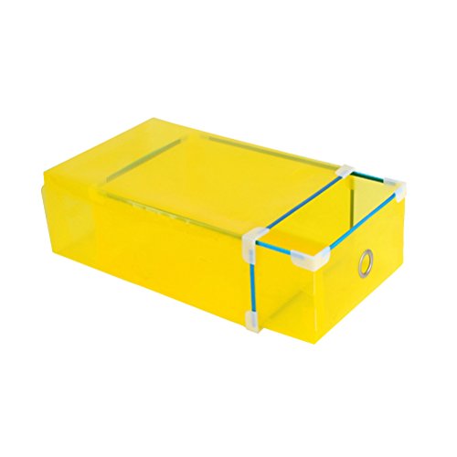 Vorcool - Caja de zapatos de plástico, cajón para zapatos, caja transparente de almacenamiento para zapatos, amarillo, 31 x 20 x 11 cm