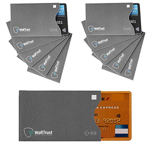 WallTrust® Protectoras de RFID NFC | Protección * Aprobado TÜV Alemán * | 10 Fundas para Tarjeta de Crédito Débito Identificación | Apertura Lateral