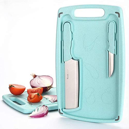 Wanbasion 3 Piezas Tabla de Cortar Cocina Polietileno Grande, Tabla para Cortar Alimentos Plastico Antideslizante, Tabla de Cortar Cocina con Juego de Cuchillos Menta Verde Wanbasion 3 Piezas Tabla de Cortar Cocina Polietileno Grande, Tabla para Cortar Alimentos Plastico Antideslizante, Tabla de Cortar Cocina con Juego de Cuchillos Menta Verde