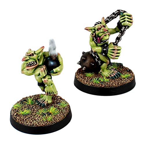 War World Gaming Gutrot Greenskins – Goblins Jugadores Estrella x 2 – Fanático & Bombardero – 28mm Escala Fantasía Futbol Miniatura Figura Personaje Blood Bowl Pieza Pintar Seguimiento Envío