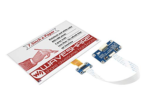 Waveshare 7.5inch E-Paper Display Hat (B) Module 800x480 Resolution 3.3v E-Ink Electronic Screen SPI Interface Red Black White Three-Color for Raspberry Pi Jetson Nano
