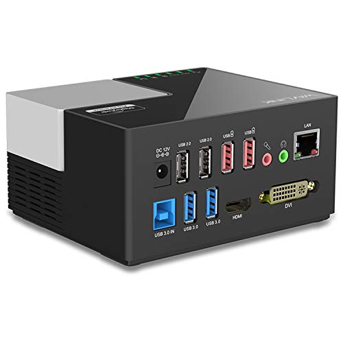 WAVLINK USB 3.0 Portátil Docking Station Multifuncional Dual Video Monitor Display DVI, HDMI, Gigabit Ethernet, Audio, 6 USB Puertos,DP, Soporta Windows, Mac OS, Android-Negro WAVLINK USB 3.0 Portátil Docking Station Multifuncional Dual Video Monitor Display DVI, HDMI, Gigabit Ethernet, Audio, 6 USB Puertos,DP, Soporta Windows, Mac OS, Android-Negro