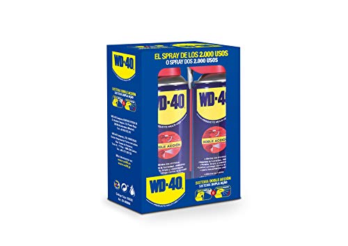 WD-40 Producto Multi-Uso Doble Acción- Spray 400ml-Pack x2 -Aplicación amplia o precisa. Lubrica, Afloja, Protege del óxido, Dieléctrico, Limpia metales y plásticos y Desplaza la humedad WD-40 Producto Multi-Uso Doble Acción- Spray 400ml-Pack x2 -Aplicación amplia o precisa. Lubrica, Afloja, Protege del óxido, Dieléctrico, Limpia metales y plásticos y Desplaza la humedad