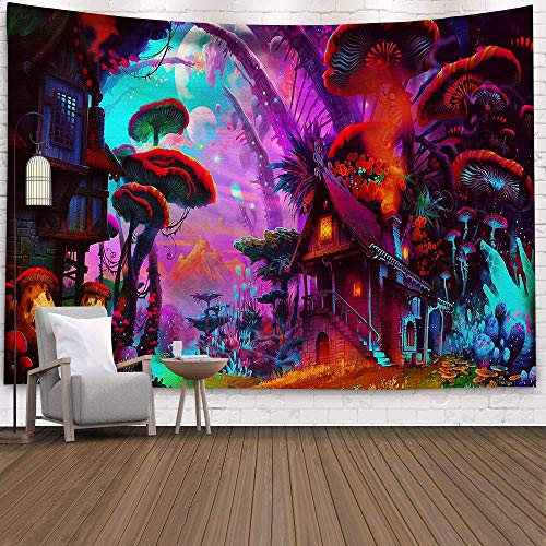 WERT Cuento de Hadas fantasía Tapiz Colgante de Pared Alfombra psicodélica Enorme Castillo de Setas brujería decoración de la habitación de los niños Tapiz de Pared A22 130x150cm WERT Cuento de Hadas fantasía Tapiz Colgante de Pared Alfombra psicodélica Enorme Castillo de Setas brujería decoración de la habitación de los niños Tapiz de Pared A22 130x150cm