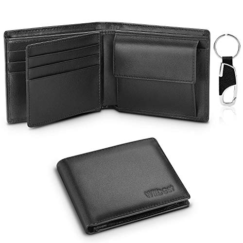 wilbest® Carteras Hombre, Billetera Hombre Bifold Delgada con RFID, 10 Ranuras para Tarjetas (Incluye ID), 2 Ranuras para Billetes, 1 Bolsillo para Monedas, 1 Llavero, 1 Caja de Regalo (Negro) wilbest® Carteras Hombre, Billetera Hombre Bifold Delgada con RFID, 10 Ranuras para Tarjetas (Incluye ID), 2 Ranuras para Billetes, 1 Bolsillo para Monedas, 1 Llavero, 1 Caja de Regalo (Negro)