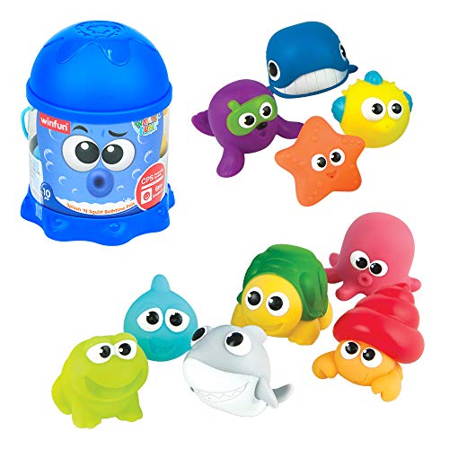 winfun - Juego 10 animalitos marinos de goma para el baño (46333) , color/modelo surtido winfun - Juego 10 animalitos marinos de goma para el baño (46333) , color/modelo surtido