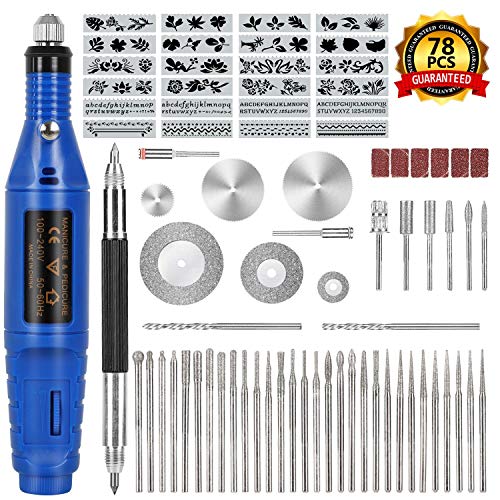 Winload 78 Pcs Kit de Herramientas de Grabado, Grabador para Tallar Metal, 52 Bits y 24 Plantilla de Pintura, Velocidad Variable Grabado Eléctrico Pluma para Metal Madera Joyería Vidrio Cerámica Winload 78 Pcs Kit de Herramientas de Grabado, Grabador para Tallar Metal, 52 Bits y 24 Plantilla de Pintura, Velocidad Variable Grabado Eléctrico Pluma para Metal Madera Joyería Vidrio Cerámica