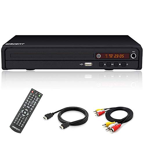 WISCENT Reproductor de DVD (Full HD, HDMI, USB, Multi Region) Compatible con DIVX, JPEG y MP3, con HDMI/AV/USB/Mic