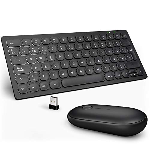 WisFox Combo de Teclado y Ratón Inalámbricos, 2.4GHz Silencioso Combo de Ratón Inalámbrico con Teclado USB Teclado Pequeños, Compactos, Delgados, Compactos para Windows/Computadoras/PC/Laptops WisFox Combo de Teclado y Ratón Inalámbricos, 2.4GHz Silencioso Combo de Ratón Inalámbrico con Teclado USB Teclado Pequeños, Compactos, Delgados, Compactos para Windows/Computadoras/PC/Laptops