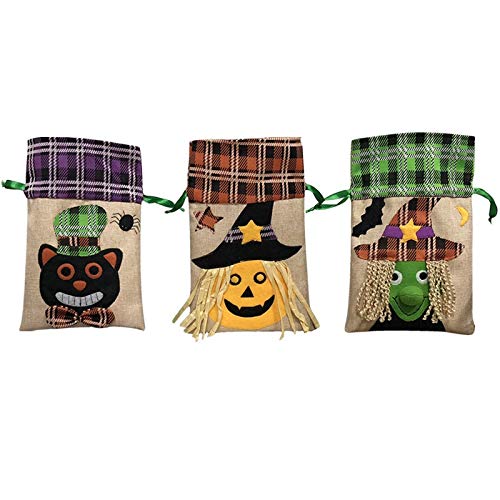 wjf 3 Estilos de Halloween Bolsa Regalo Bruja de la Calabaza de la viga Boca de la Bolsa de Asas del Caramelo de los niños del Bolso Line Up Party Decoración 16x26cm