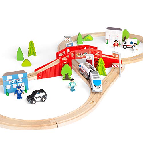 WOOMAX - Circuito Tren de madera 50 piezas (46444)