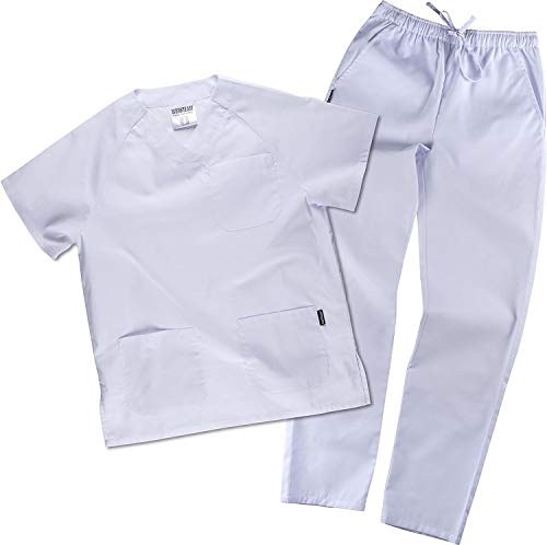 Work Team Uniforme Sanitario, con elástico y cordón en la Cintura, Casaca y Pantalon Unisex Blanco M Work Team Uniforme Sanitario, con elástico y cordón en la Cintura, Casaca y Pantalon Unisex Blanco M