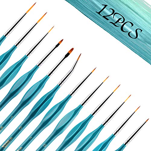 WOTEK Pinceles para Pintura 12 Piezas, Juego de Pinceles Finos de Arte Profesionales, Pinceles Acrilico de Nylon Pinceles Miniaturas de Mango Madera con Estuche Portátil para Óleo/Acrílica/Acuarela WOTEK Pinceles para Pintura 12 Piezas, Juego de Pinceles Finos de Arte Profesionales, Pinceles Acrilico de Nylon Pinceles Miniaturas de Mango Madera con Estuche Portátil para Óleo/Acrílica/Acuarela