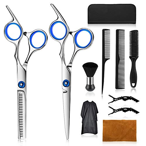 Wrei tijeras de peluquería, Conjunto Tijeras Peluquelo Profesional para el cabello, tijeras de peluquería con capa de barbero y peine de maquinilla de afeitar, set corte de pelo profesional (blanca) Wrei tijeras de peluquería, Conjunto Tijeras Peluquelo Profesional para el cabello, tijeras de peluquería con capa de barbero y peine de maquinilla de afeitar, set corte de pelo profesional (blanca)