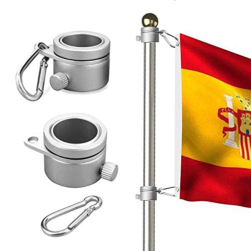 Wrightus - Anillos de montaje para mástil de bandera de aluminio, rotación de 360 grados, kit de barra de bandera giratoria, mosquetón de 1,90 – 2,59 cm de diámetro, paquete de 2